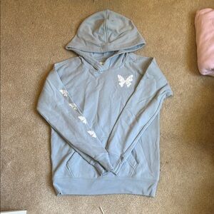 Abercrombie Kids Blue Hoodie with White Butterfly Design